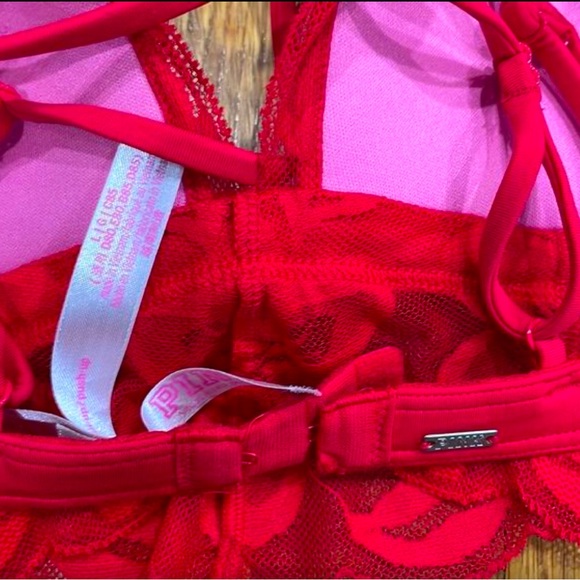 PINK Red and Pink Bralette VS Size Large - Picture 5 of 7